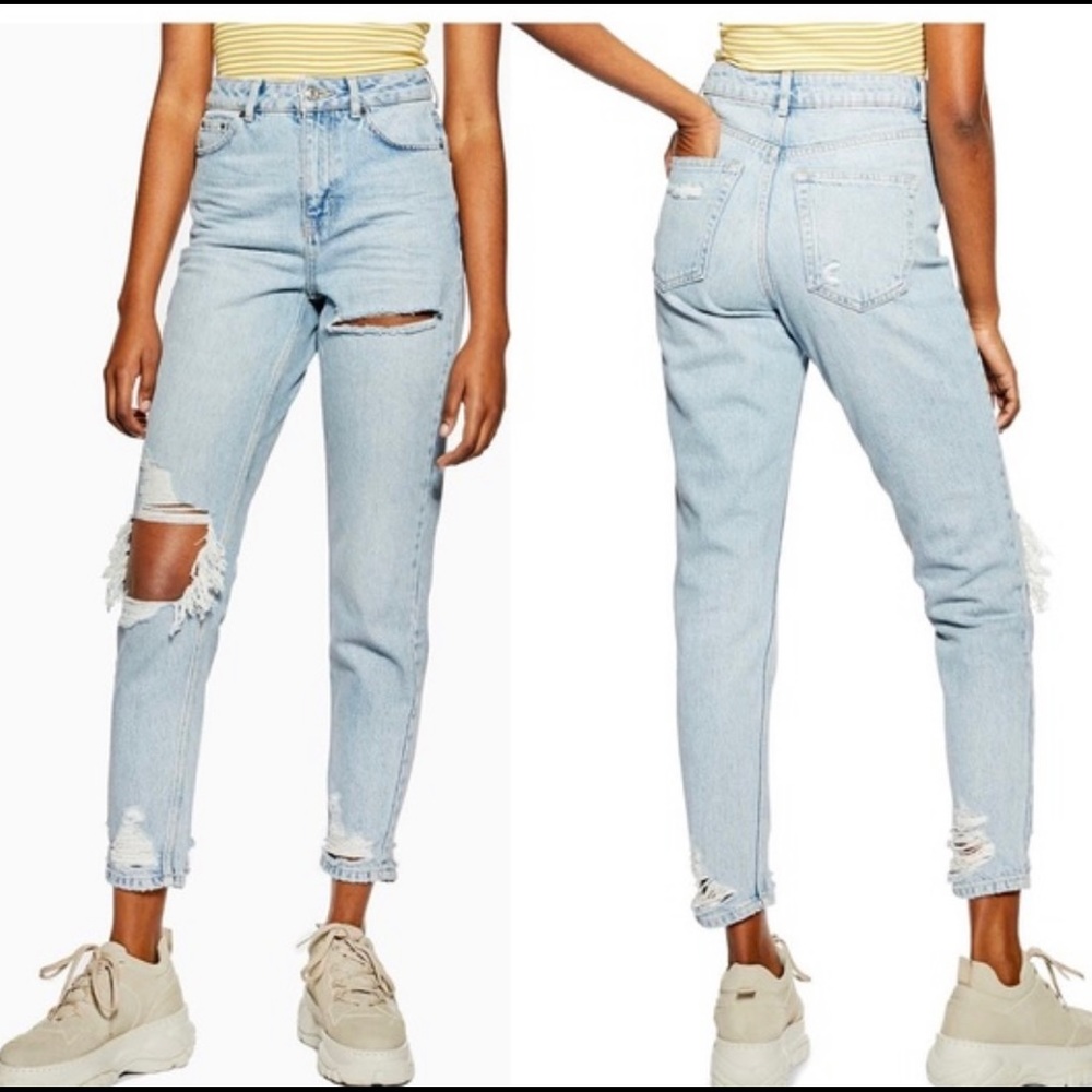 TopShop Willow Bleached Ripped Mom Jeans